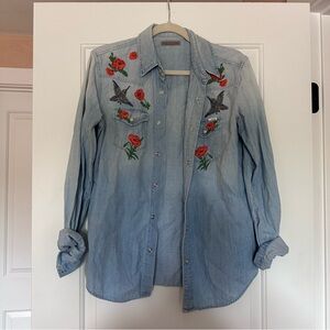 MOTHER Embroidered Denim Shirt